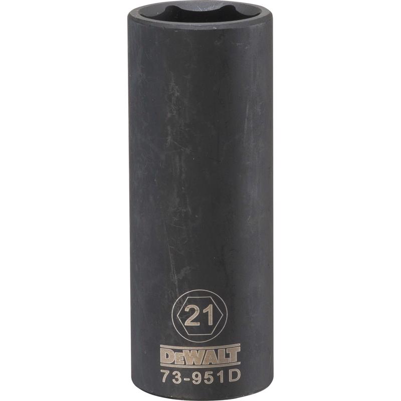 DeWalt 21 mm X 1/2 in. drive Metric 6 Point Deep Impact Socket 1 pc