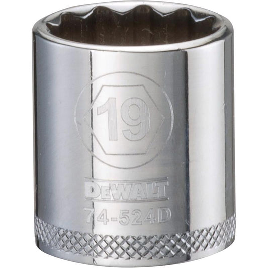 DeWalt 19 mm X 3/8 in. drive Metric 12 Point Socket 1 pc