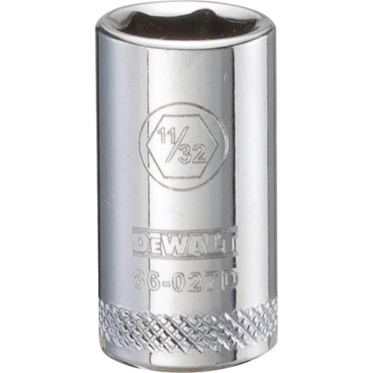DeWalt 11/32 in. X 1/4 in. drive SAE 6 Point Socket 1 pc