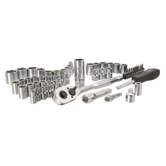 Stanley 1/4 and 3/8 in. drive Metric/SAE Mechanic's Tool Set 60 pc
