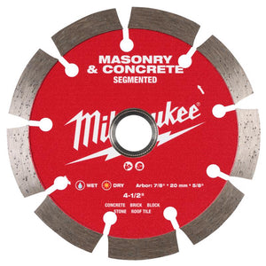 Milwaukee 4-1/2 in. D X 7/8-5/8 in. Diamond Segmented Rim Diamond Saw Blade 49-93-9304 1 pk
