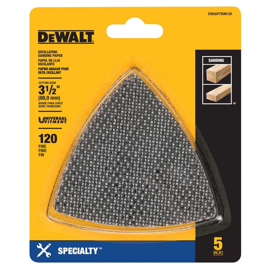 DEWALT Universal Fitment 3-1/2 in. W Silicon Carbide 120 Grit Mesh Triangular Oscillating Sanding Se