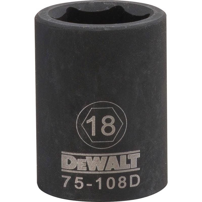DeWalt 18 mm X 1/2 in. drive Metric 6 Point Impact Socket 1 pc