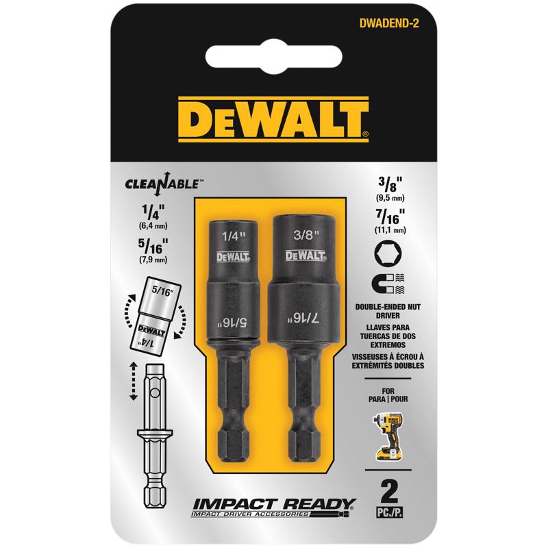DEWALT 1/4,5/16,3/8,7/16 in. X 2 in. L Black Oxide Double-Ended Nut Driver Set 2 pc