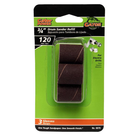 Gator 3/4 in. D X 3/4 in. L Aluminum Oxide Abrasive Sleeve Refill 120 Grit Fine 3 pc