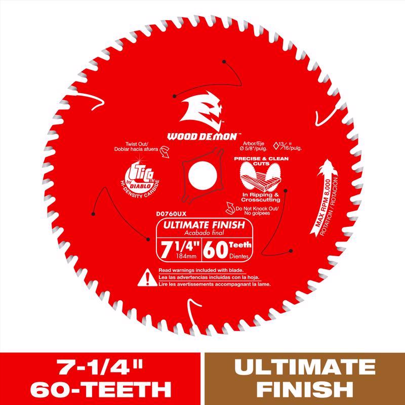 Diablo Wood Demon 7-1/4 in. D TiCo Hi-Density Carbide Circular Saw Blade 1 pc