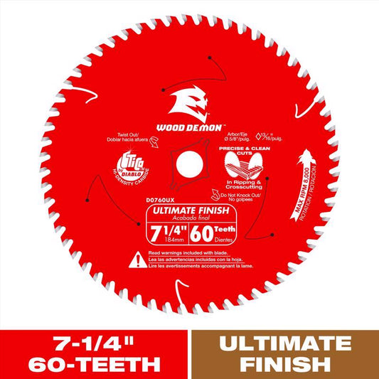Diablo Wood Demon 7-1/4 in. D TiCo Hi-Density Carbide Circular Saw Blade 1 pc