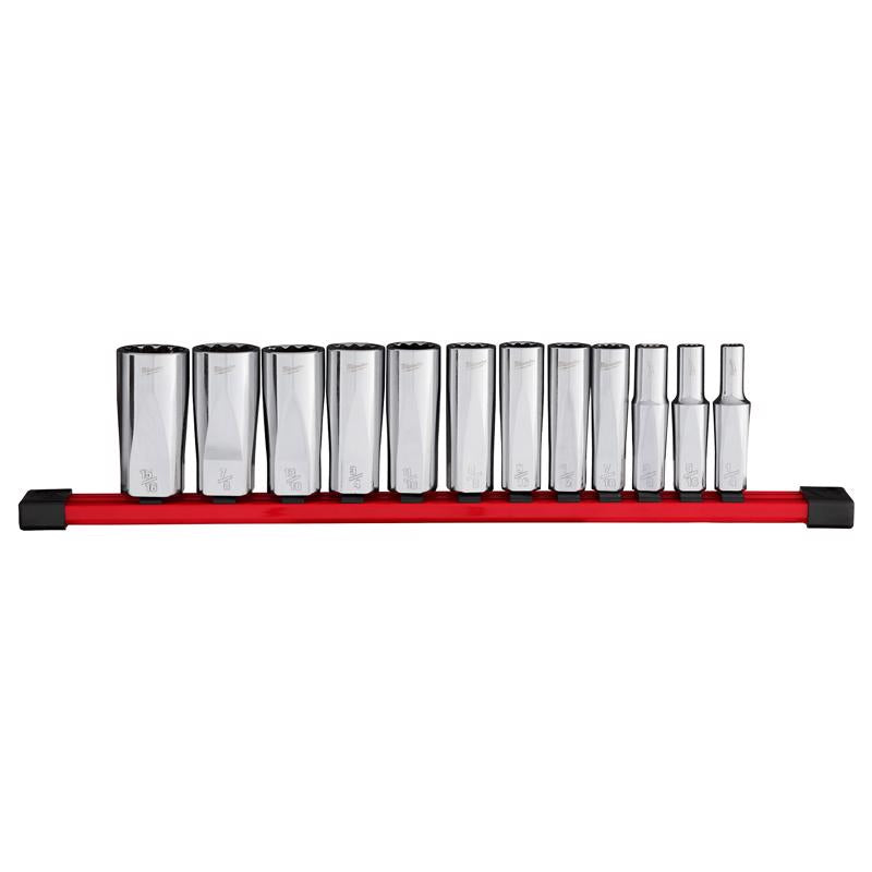 Milwaukee 3/8 in. drive SAE 12 Point Deep Well Socket Set 12 pc