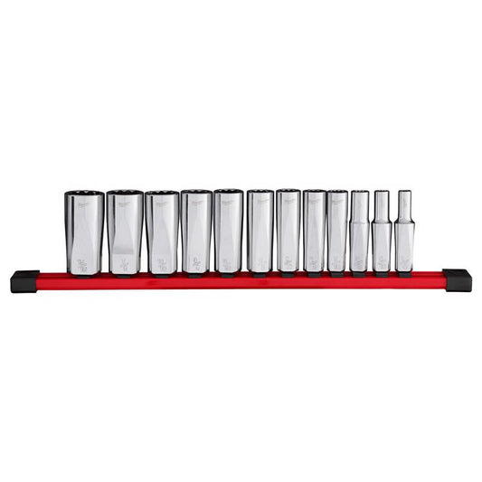 Milwaukee 3/8 in. drive SAE 12 Point Deep Well Socket Set 12 pc