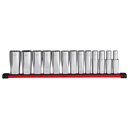 Milwaukee 1/2 in. drive SAE 12 Point Deep Well Socket Set 13 pc