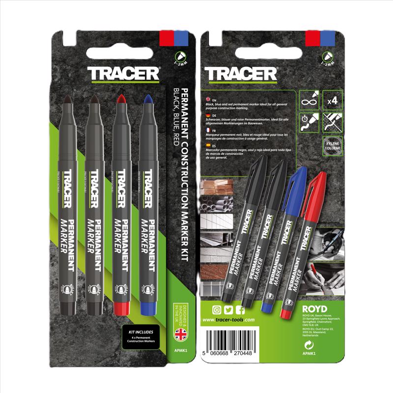 Tracer 6 in. L Permanent Marker Assorted 4 pc