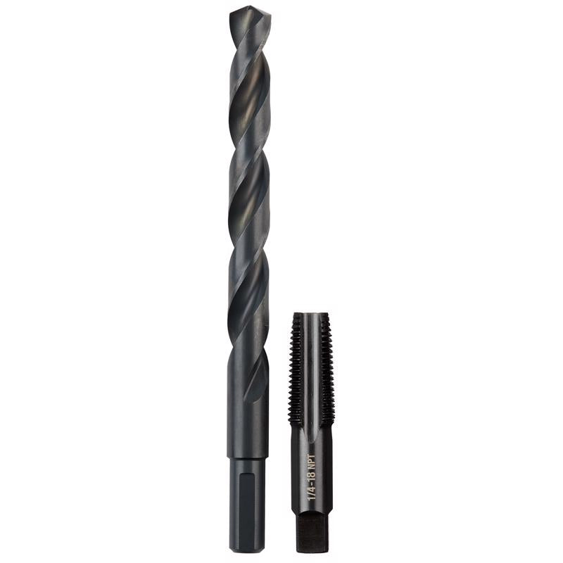 Milwaukee SAE 1/4-18 NPT Straight Flute Plug Tap & 7/16' Drill Bit
