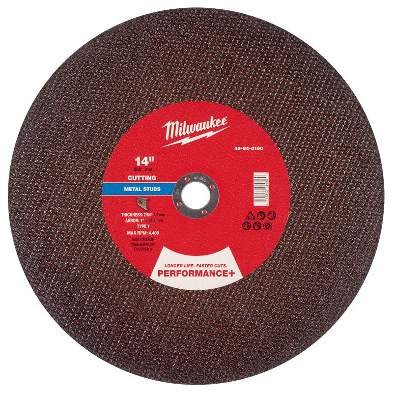 Milwaukee 14 in. D X 1 in. X 7/64 in. thick Metal Cutting Wheel 1 pc