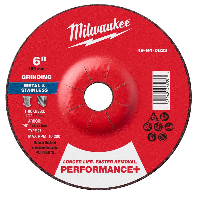 Milwaukee 6 in. D X 7/8 in. X 1/4 in. thick Metal Grinding Wheel 1 pk