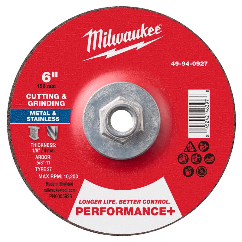 Milwaukee 6 in. D X 5/8-11 in. X 1/8 in. thick Metal Cutting/Grinding Disc 1 pc