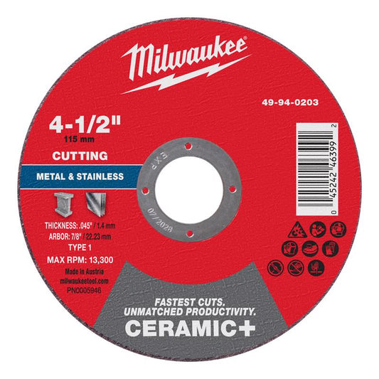 Milwaukee 4-1/2 in. D X 7/8 in. X .045 in. thick Metal Cut-Off Disc 1 pc