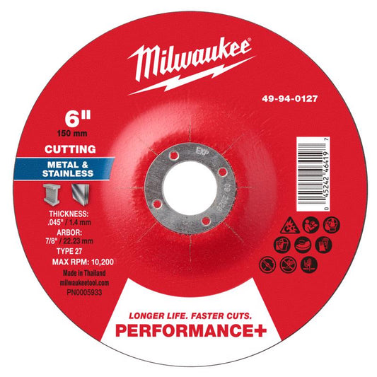 Milwaukee 6 in. D X 7/8 in. X .045 in. thick Metal Cut-Off Wheel 1 pc