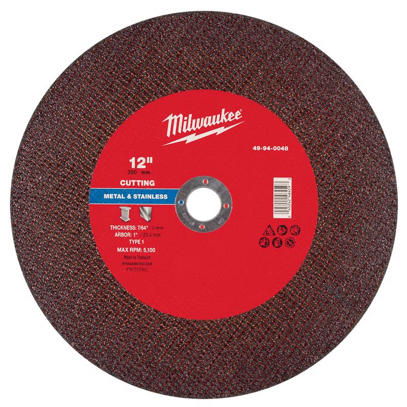 Milwaukee 12 in. D X 1 in. X 7/64 in. thick Metal Cut-Off Wheel 1 pc