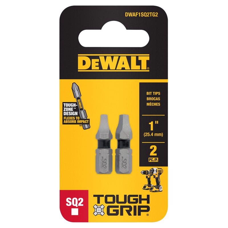 DeWalt Toughgrip Square 1 in. L Screwdriver Bit S2 Tool Steel 2 pk
