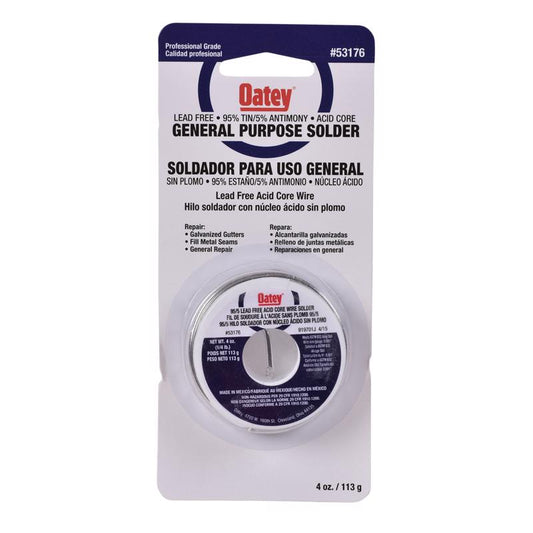 Oatey 4 oz Lead-Free Acid Core Wire Solder Tin/Antimony 95/5 1 pc
