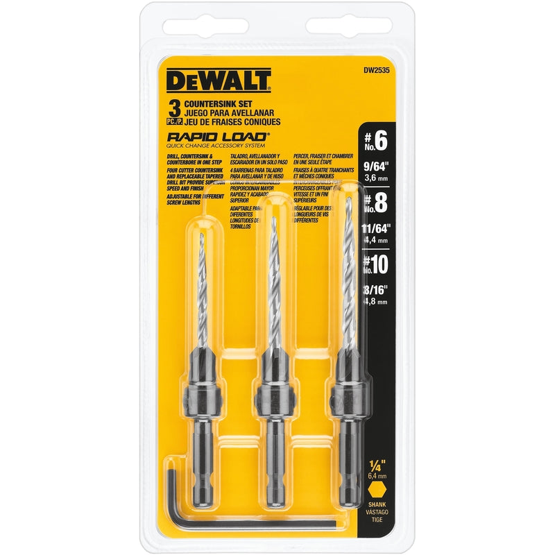 DEWALT Rapid Load #6, #8 and #10 X 6 in. L Steel Countersink Set 3 pc