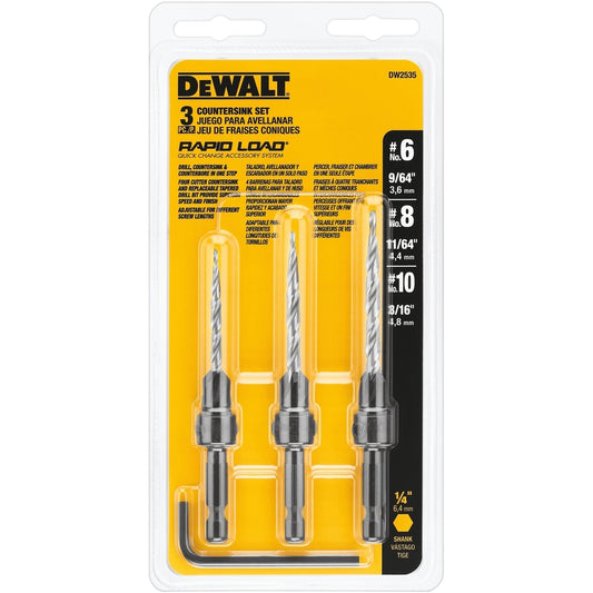 DEWALT Rapid Load #6, #8 and #10 X 6 in. L Steel Countersink Set 3 pc