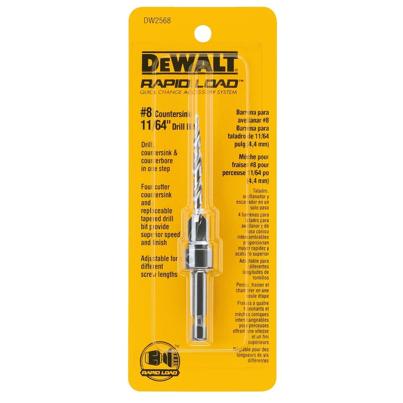 DEWALT Rapid Load #8 X 11/64 in. D X 6 in. L Steel Countersink 1 pc