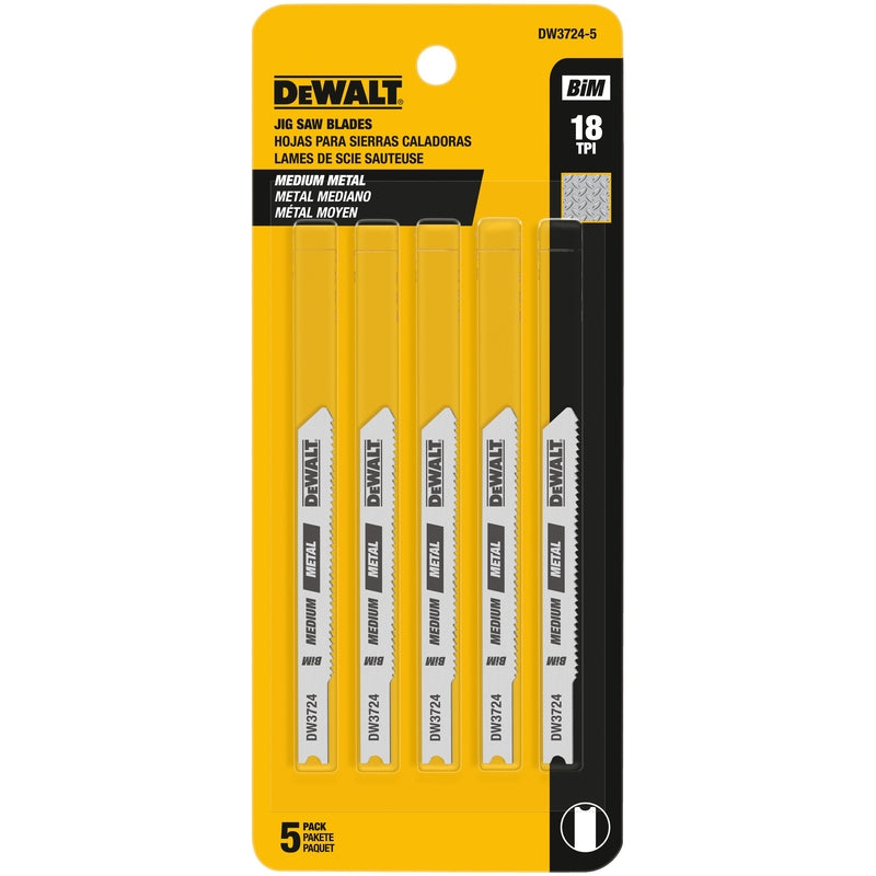 DEWALT 3 in. Cobalt Steel U-Shank Jig Saw Blade 18 TPI 5 pk