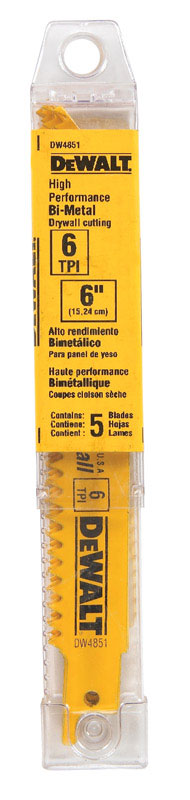DEWALT 6 in. Bi-Metal Reciprocating Saw Blade 6 TPI 5 pk