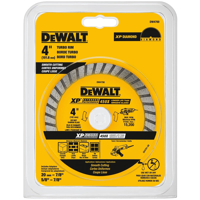 DEWALT 4 in. D X 7/8 in. XP Extended Performance Diamond Masonry Blade 1 pk