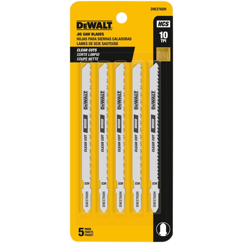 DEWALT 4 in. High Carbon Steel T-Shank Jig Saw Blade 10 TPI 5 pk