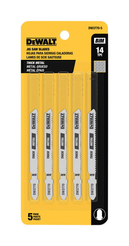 DEWALT 3 in. High Carbon Steel T-Shank Jig Saw Blade 14 TPI 5 pk