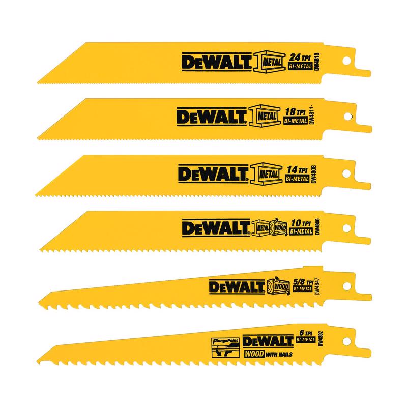 DEWALT Bi-Metal Reciprocating Saw Blade Set Multi TPI 6 pc