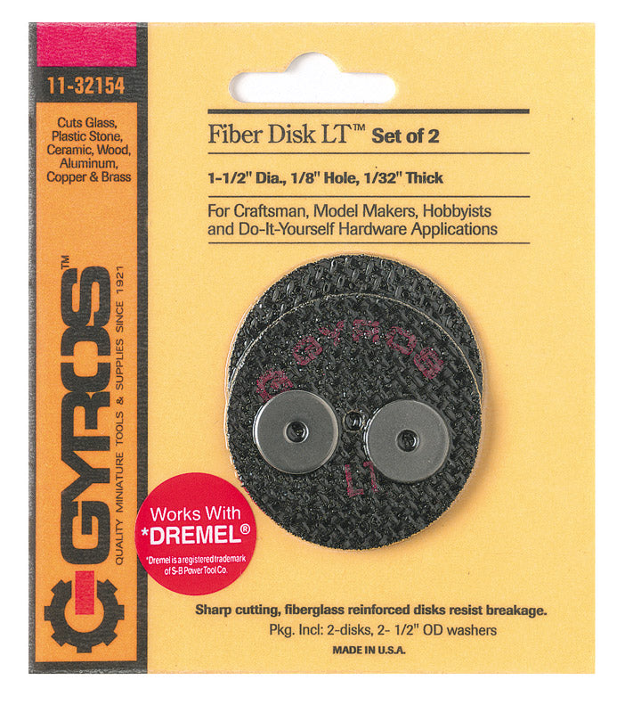 Gyros Tools Fiber Disk LT 1-1/2 in. D X 1/8 in. X 1/32 in. thick Fiberglass Low Tensile Strength Cut
