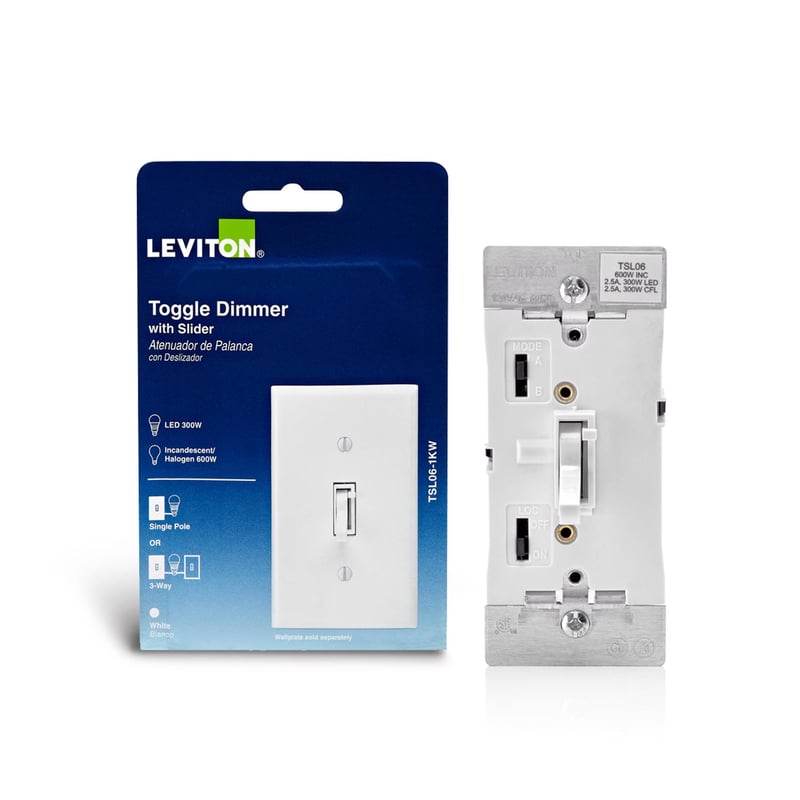 Leviton White 150 W Toggle Dimmer Switch 1 pk