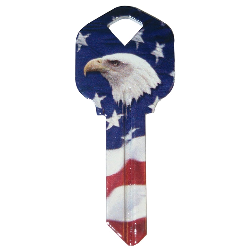 HILLMAN Wackey Flag & Eagle House/Office Universal Key Blank Single