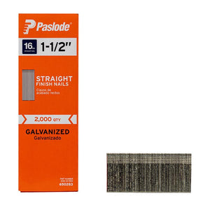 Paslode 1-1/2 in. L X 16 Ga. Straight Strip Galvanized Finish Nails 650283 2000 pk, Case of 6