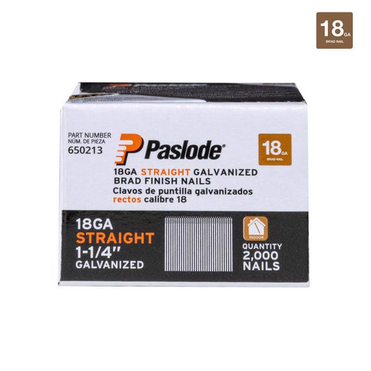 Paslode 1-1/4 in. L X 18 Ga. Straight Strip Galvanized Brad Nails 2,000 pk