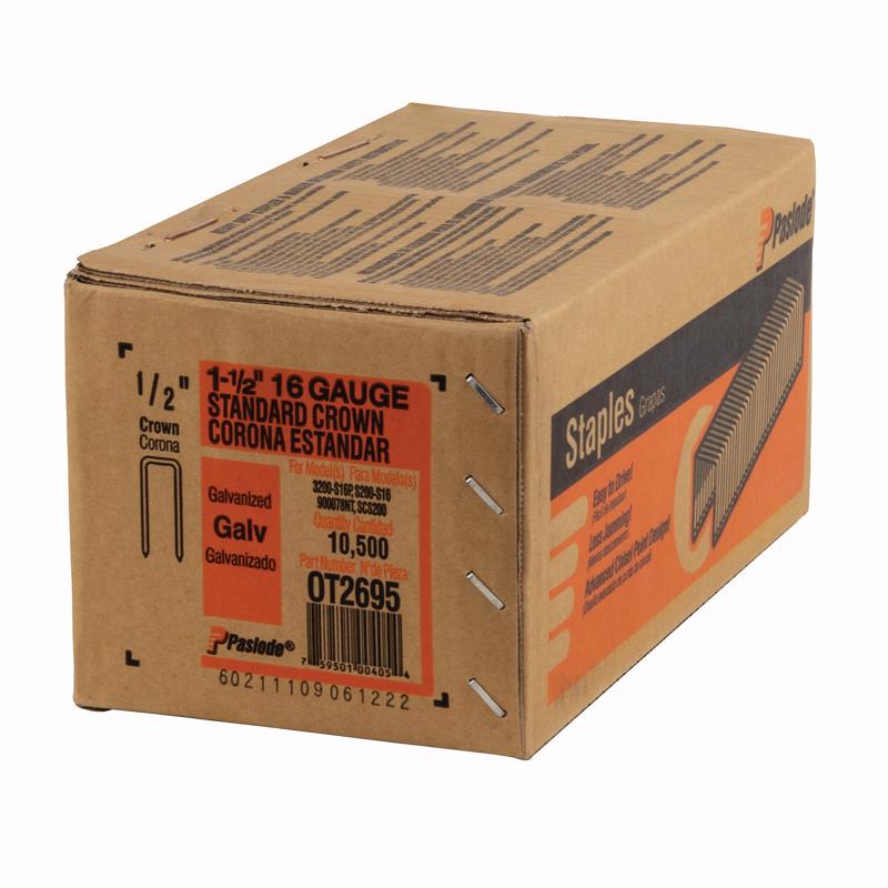 Paslode Crown Staples 1/2 in. W X 1-1/2 in. L 16 Ga. Flat Crown Staples 10500 pk
