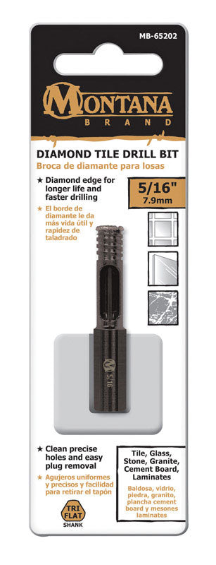 Montana Brand Diamond 5/16 in. Alloy Steel Tile Drill Bit 3-Flat Shank 1 pc