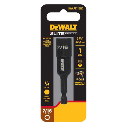 DEWALT ELITE SERIES 7/16 in. X 2-9/16 in. L Steel Nut Driver 1 pc