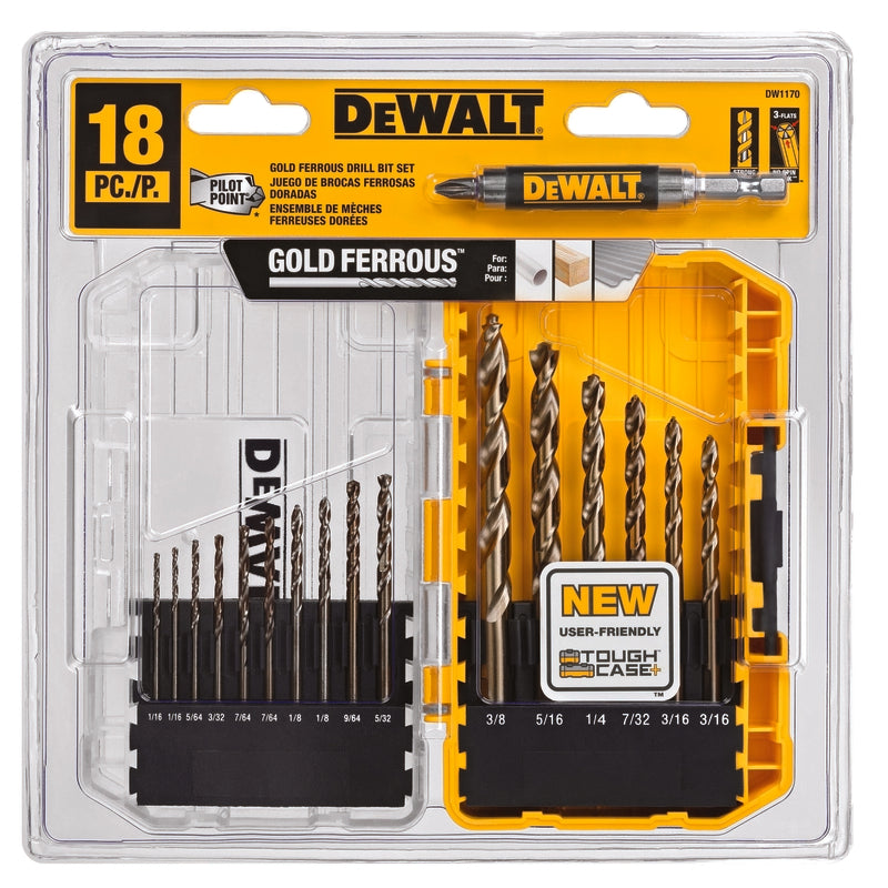 DeWalt Pilot Point Assorted Ferrous Oxide Drill Bit Set Round Shank 18 pc