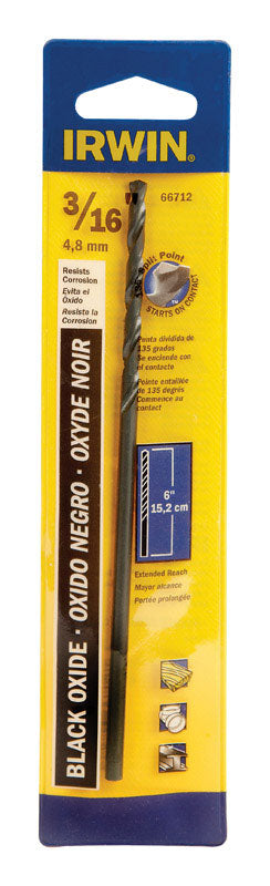 IRWIN 3/16 in. X 6 in. L High Speed Steel Split Point Drill Bit Straight Shank 1 pc