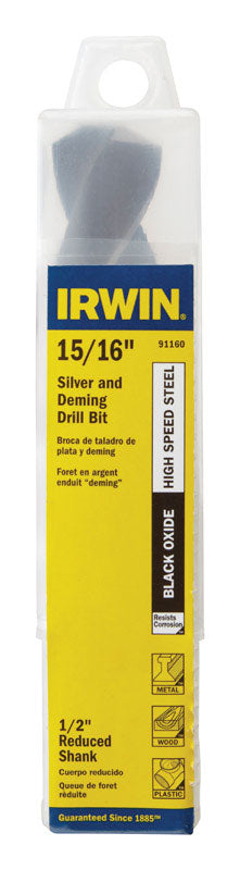IRWIN 15/16 in. X 6 in. L High Speed Steel Drill Bit Straight Shank 1 pc