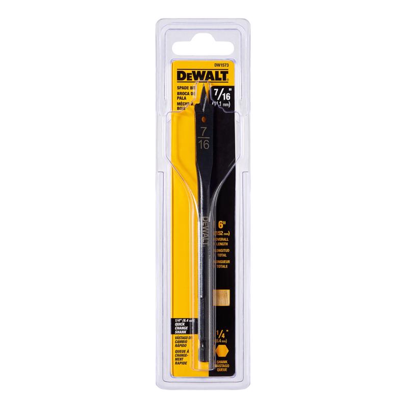 DeWalt 7/16 in. X 6 in. L Carbon Steel Spade Bit Hex Shank 1 pk
