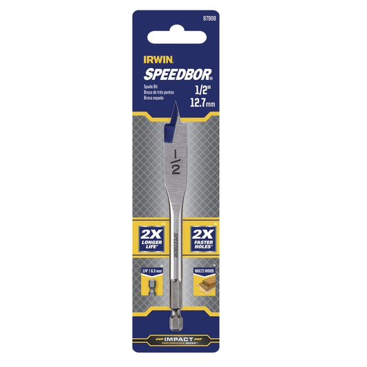 IRWIN Speedbor 1/2 in. X 4 in. L Carbon Steel Wood Boring Bit Quick-Change Hex Shank 1 pc