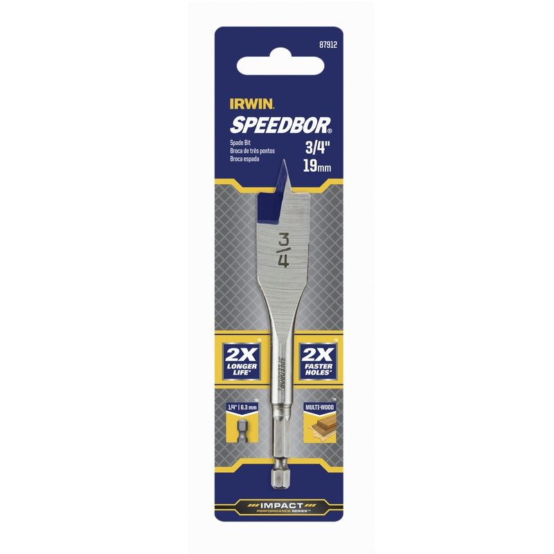 IRWIN Speedbor 3/4 in. X 4 in. L Carbon Steel Wood Boring Bit Quick-Change Hex Shank 1 pc