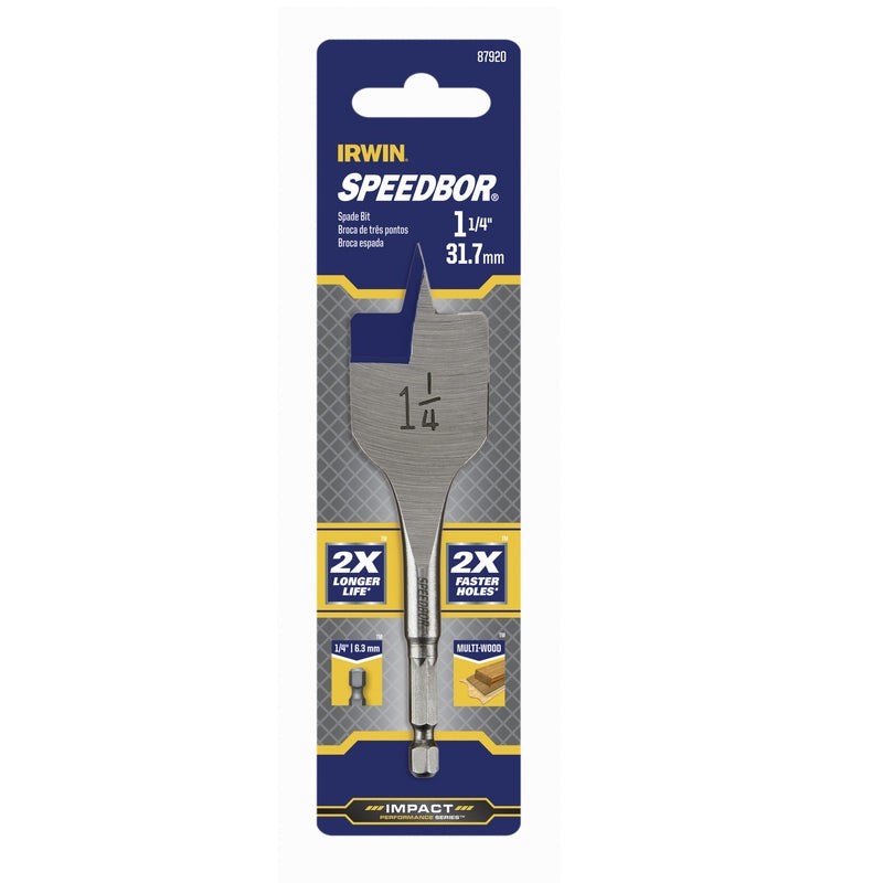 IRWIN Speedbor 1-1/4 in. X 4 in. L Carbon Steel Wood Boring Bit Quick-Change Hex Shank 1 pc