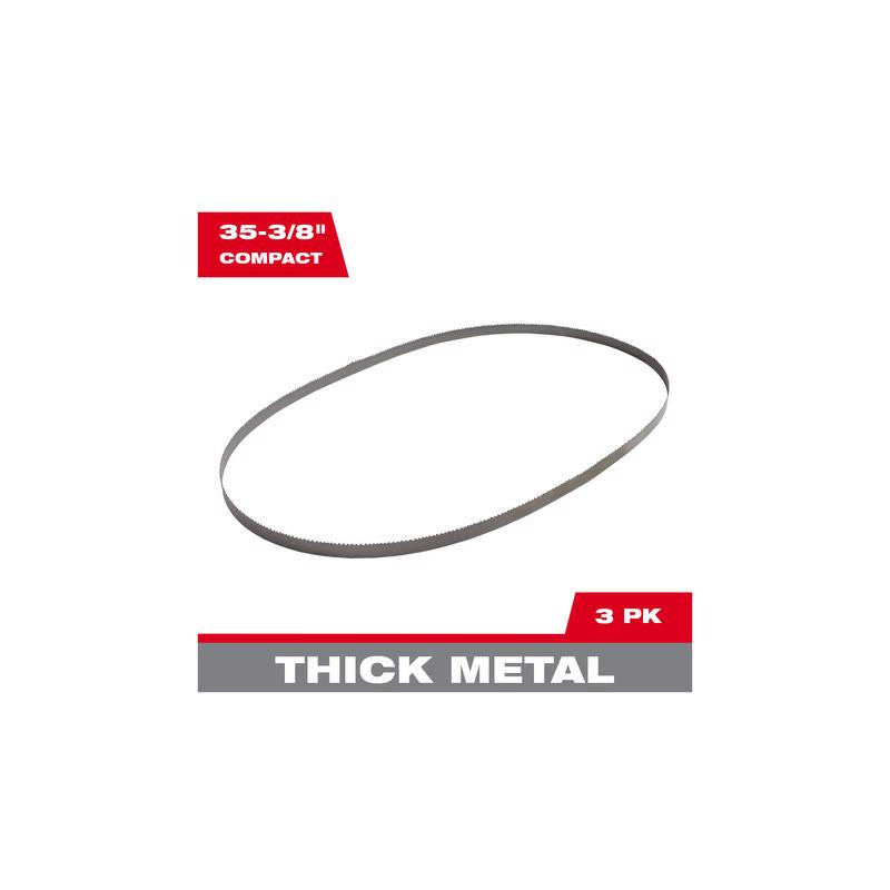 Milwaukee 35.4 in. L X 0.5 in. W Bi-Metal Compact Band Saw Blade 10 TPI Raker teeth 3 pk