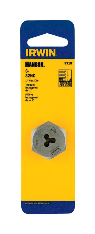 Irwin Hanson SAE 6-32 Hexagon Die